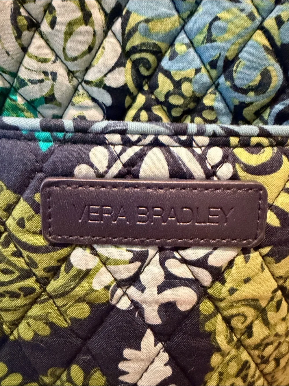 Vera Bradley Navy Green Teal Quilted Tote